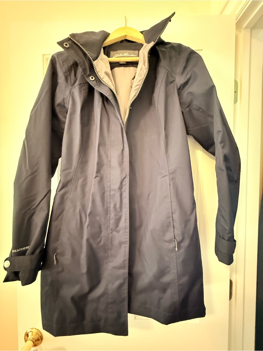 Eddie Bauer Navy Hooded Trench Coat